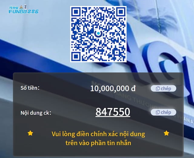 Hướng dẫn nạp tiền Fun88 bằng mã QR ngân hàng nhanh chóng và chính xác